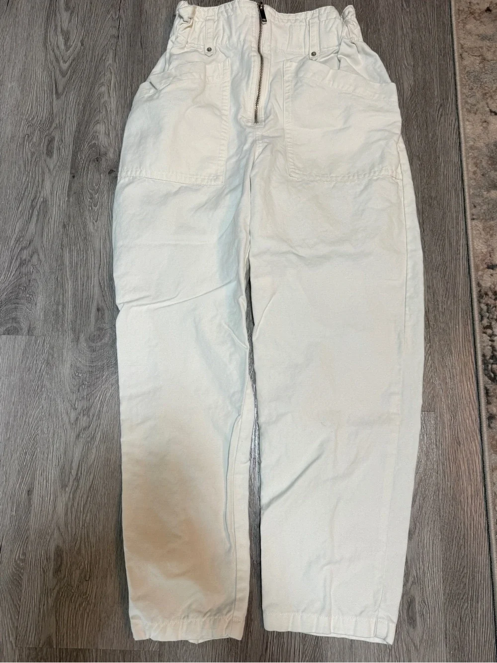 Banana Republic Pull-Up Wide-Leg Pant Womens 0 Linen Blend High Rise Trousers